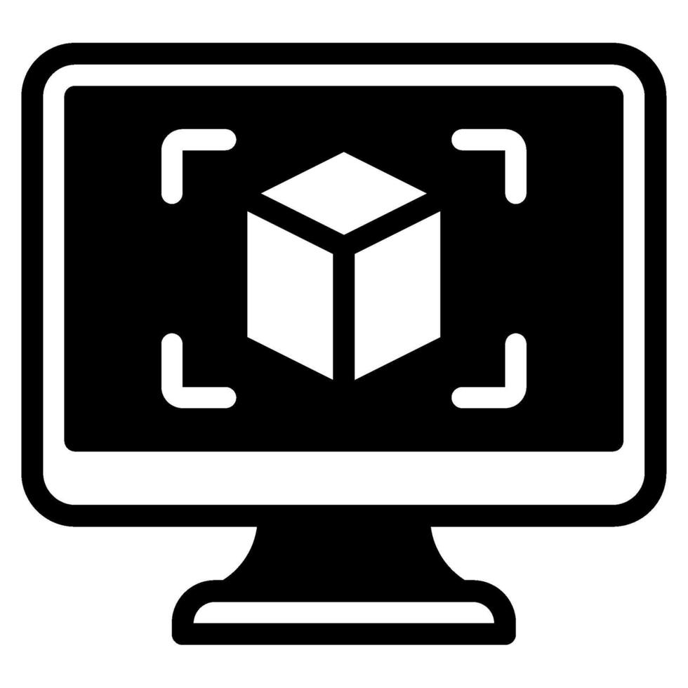 Icon 3D Printing Cube solid vector