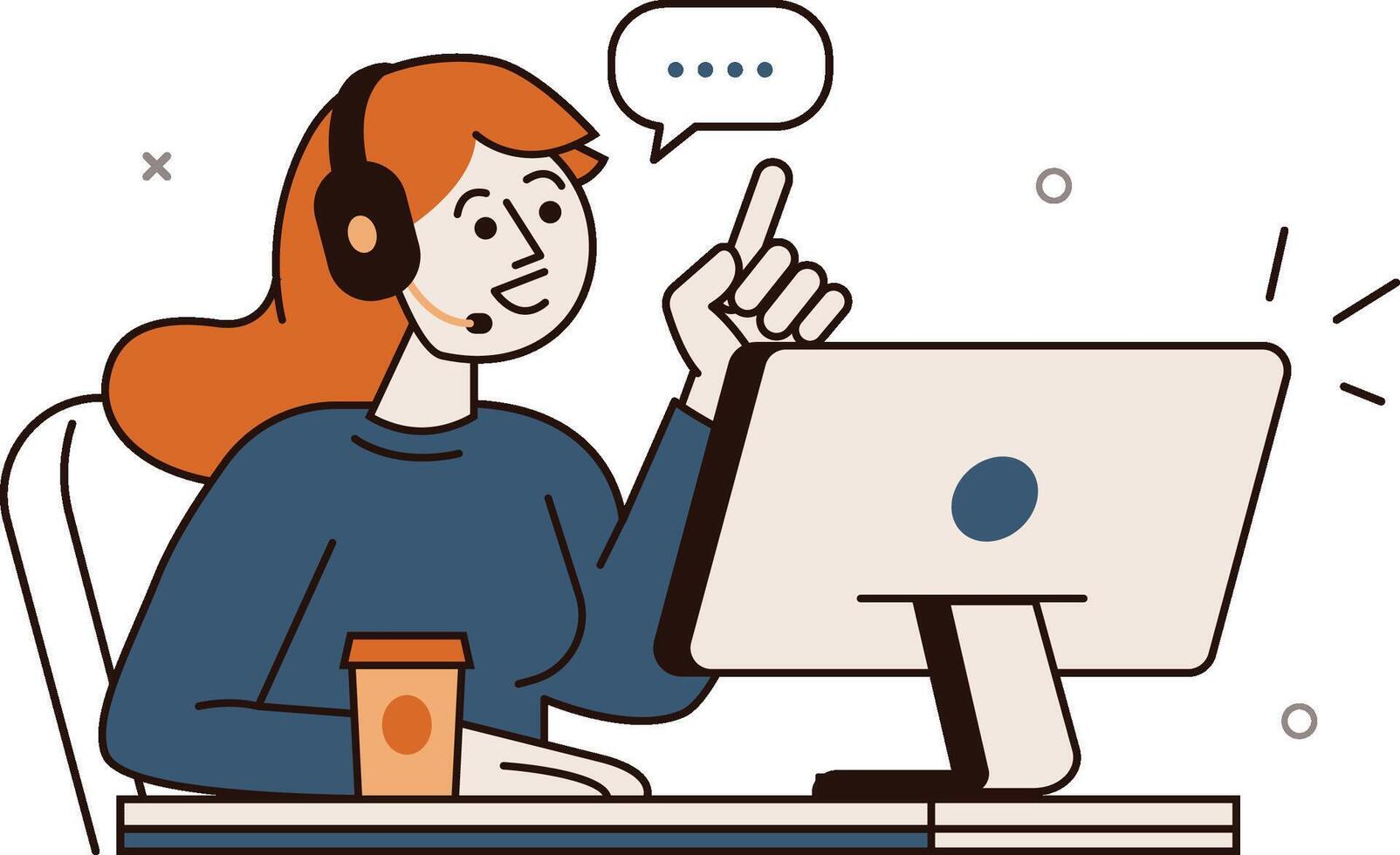 Customer Support Agent with Headset vector