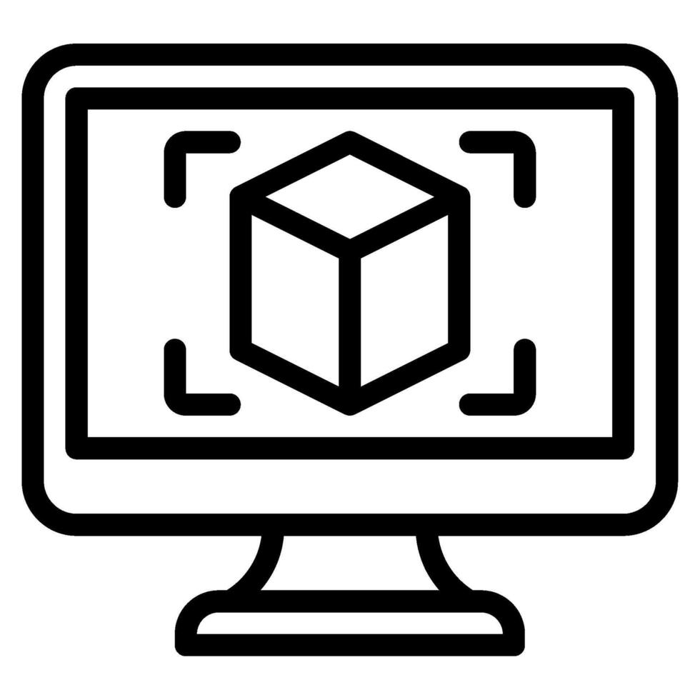 Icon 3D Printing Cube Outline vector