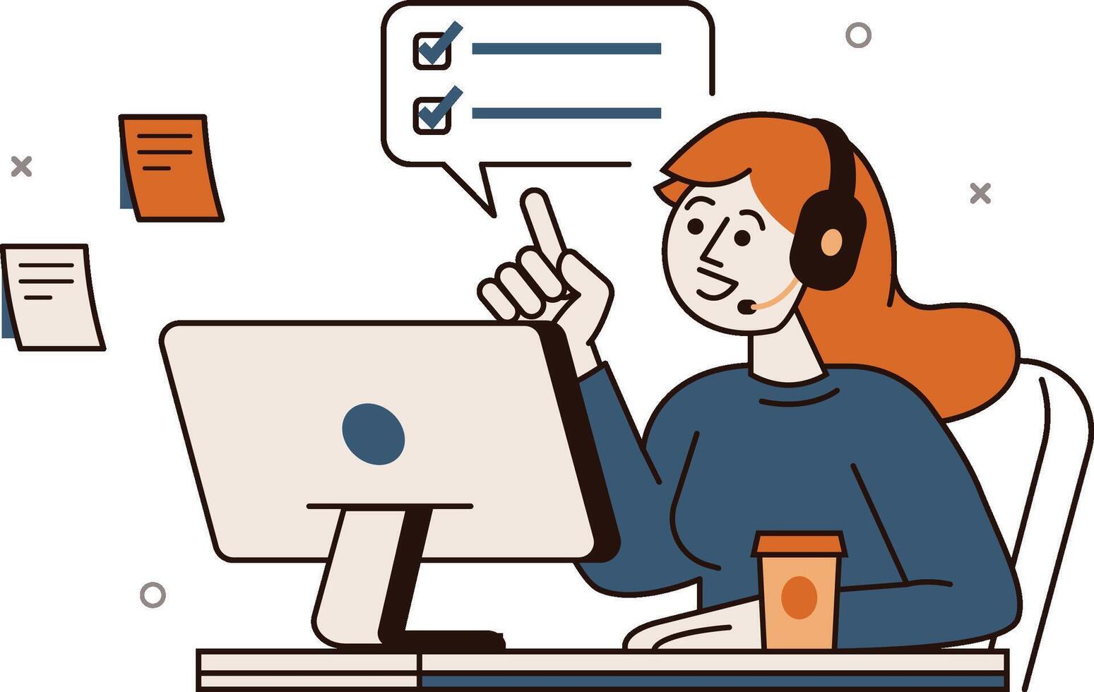 Customer Support Representative with Headset vector
