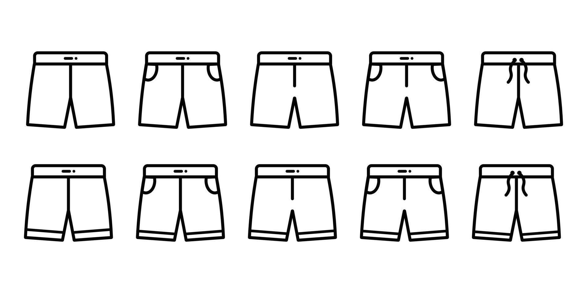 Pants icon. Short pants Outline icon set vector