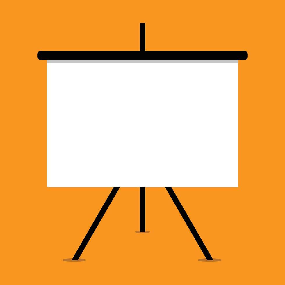 Screen projector for cinema, movie, games and meetings in flat design with shadow. White blank presentation board. Education empty wall frame for meetings and school. vector