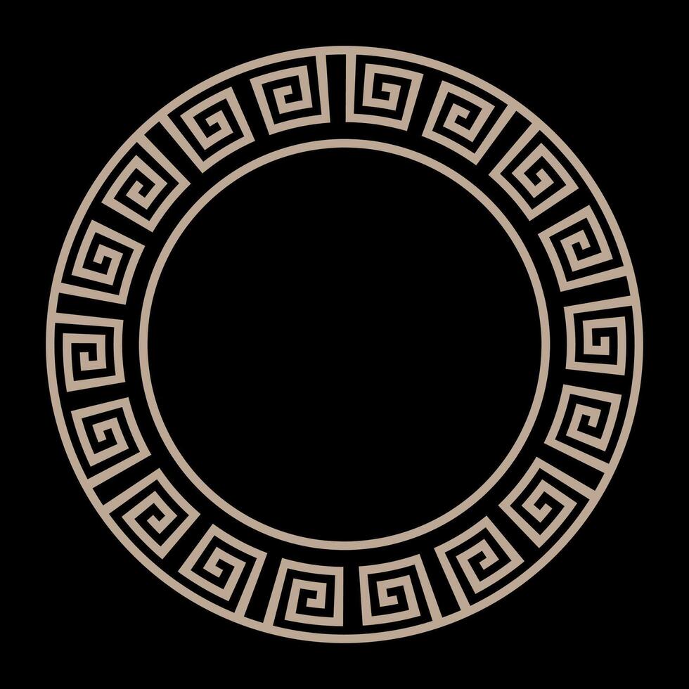 Gold round classic frame. Greek meander. Round antique border of Greek. Patterns of Greece and Ancient Rome. Round European border. Typical Egyptian, Assyrian and Greek motifs. vector