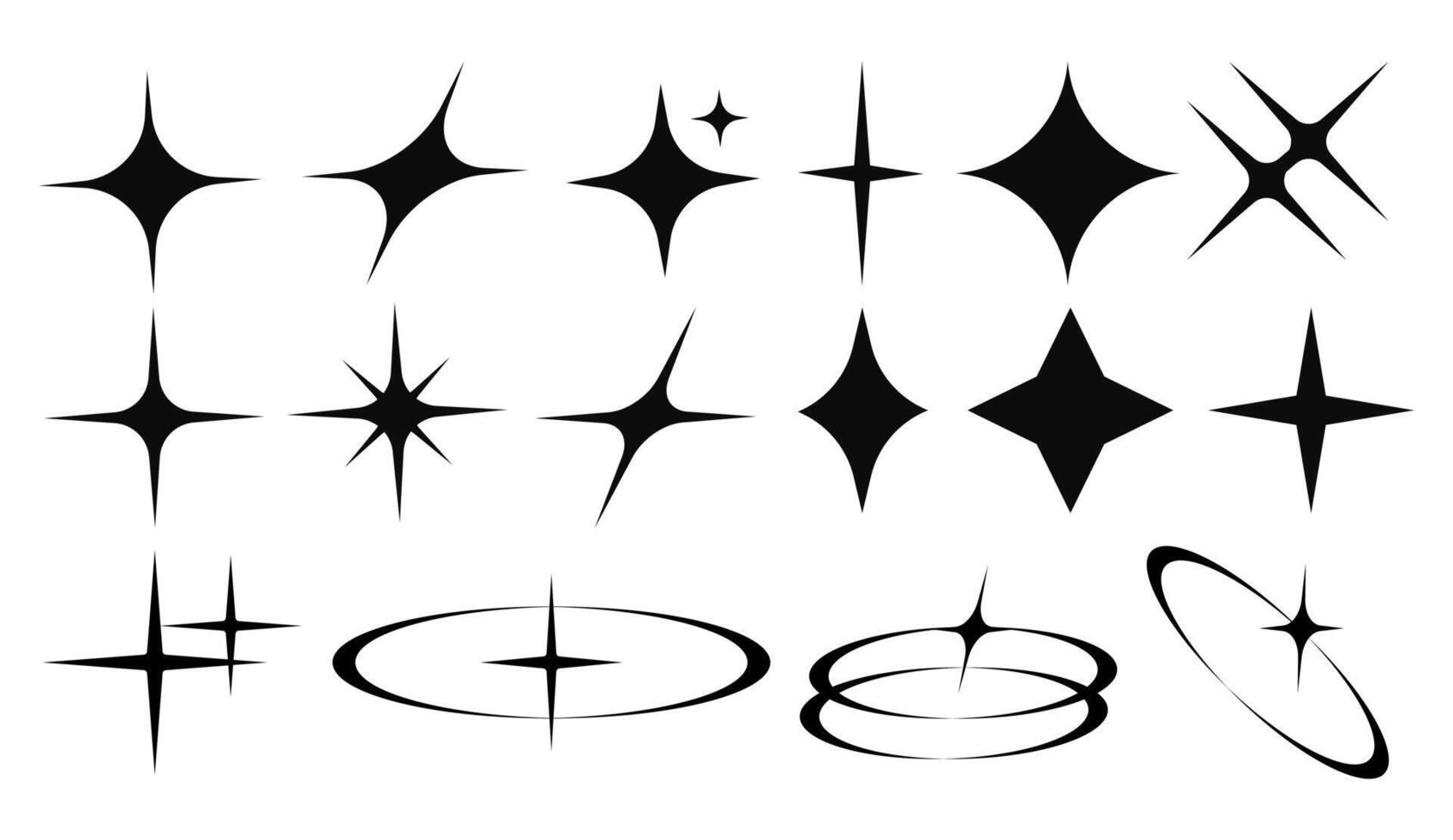 Set of Retro Y2K Star Icons vector