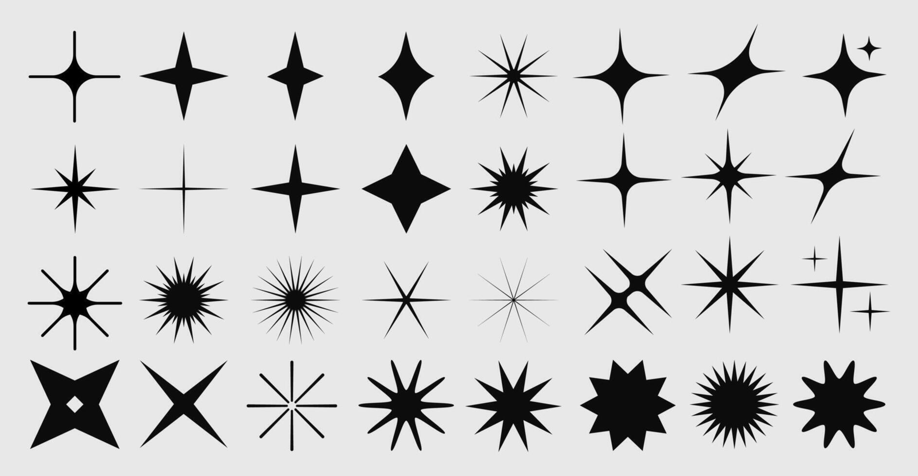 Collection of Star Silhouettes and Icons vector