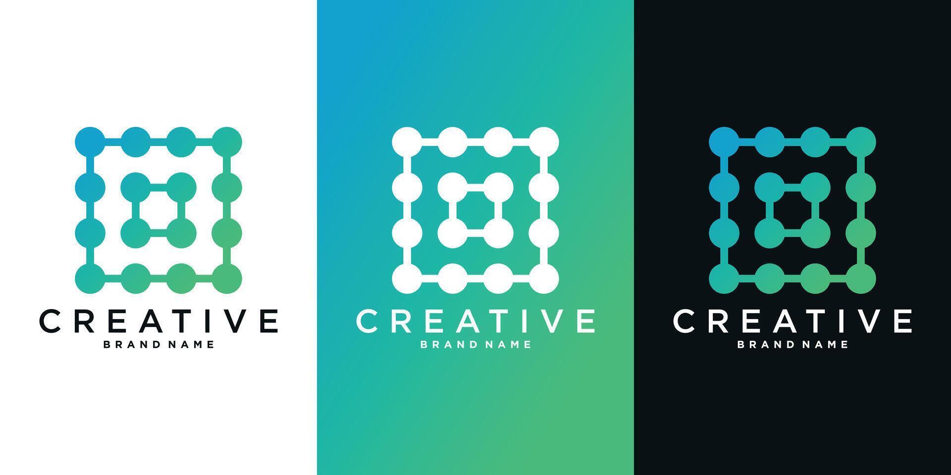 molecule tech logo. Creative square shape modern. Premium vector