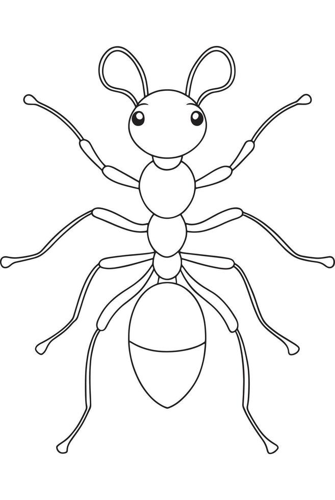 Ant line drawing for kids coloring book and nature learning vector
