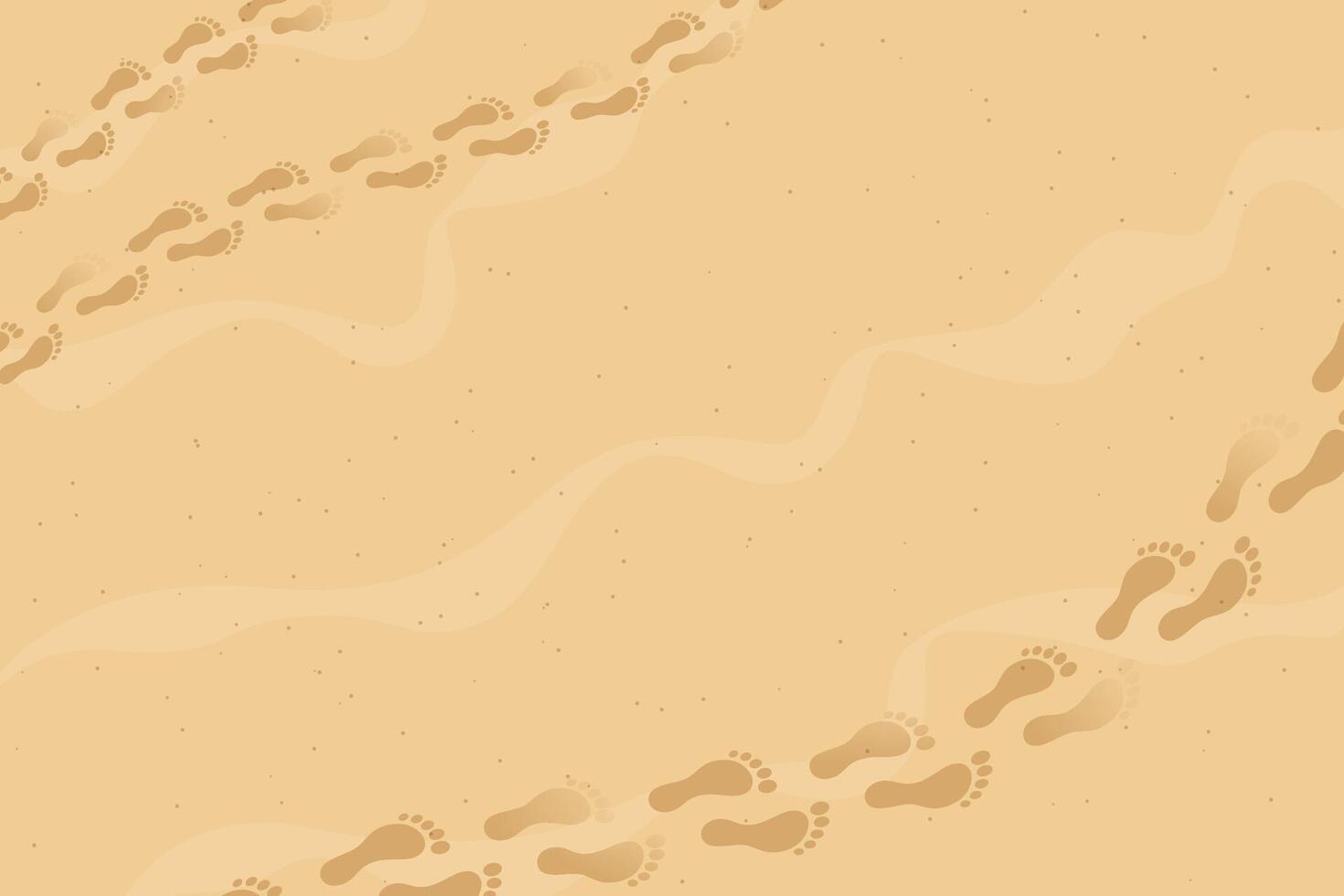 Summer time, sand with footsteps path. Top view of footsteps on a beach background. vector