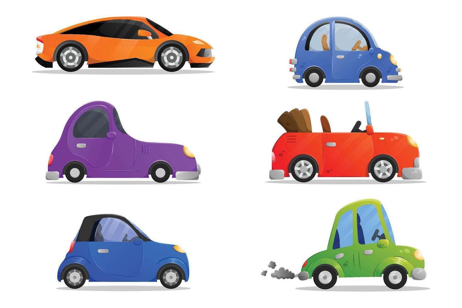 Cartoon cars in various colors and styles vector
