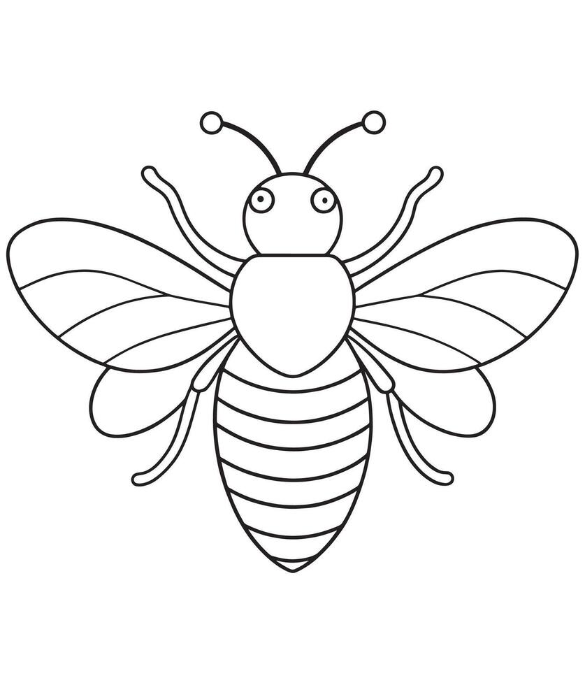 Bee cartoon drawing for kids insect coloring and fun learning vector