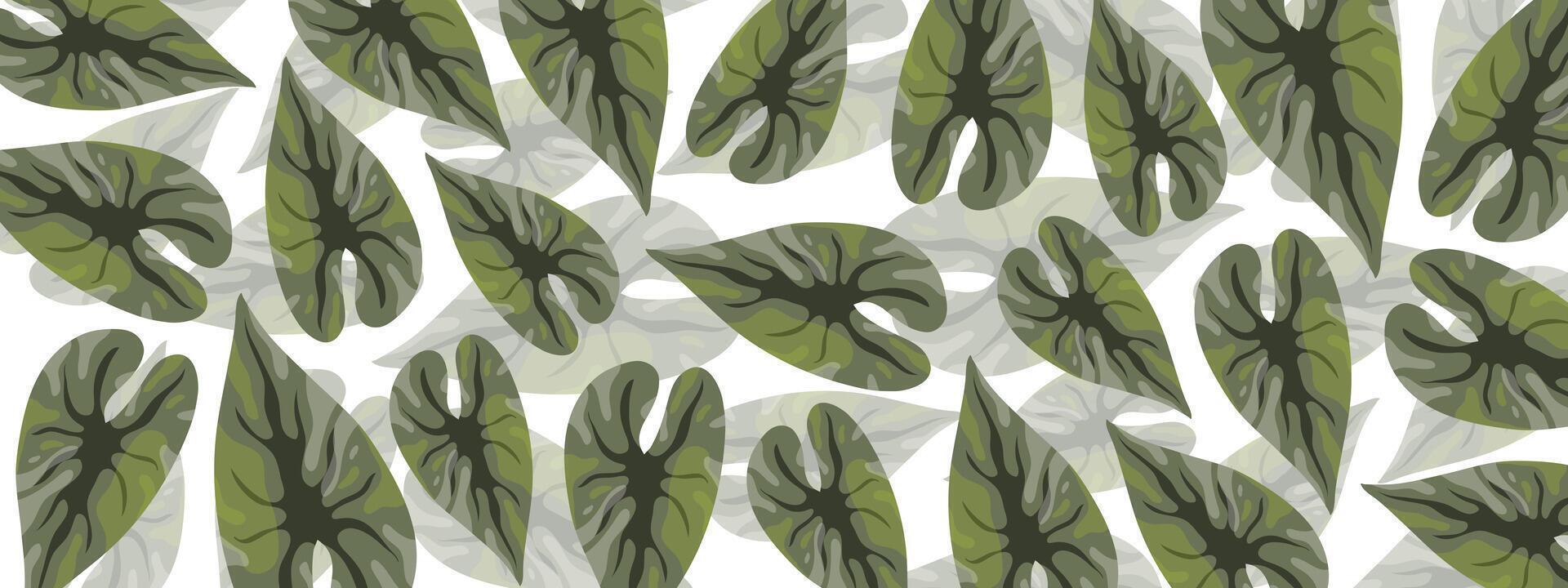 Light Green Leaf Pattern with Natural Jungle Texture vector