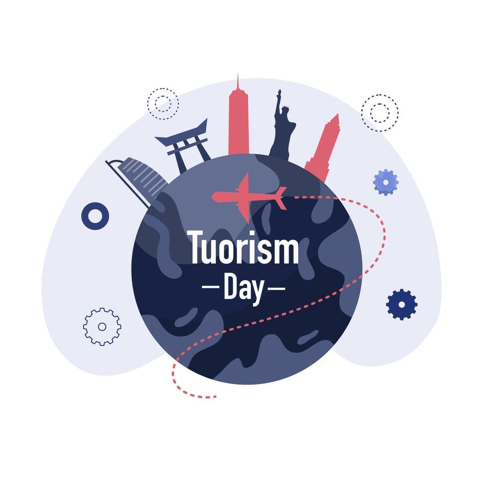 World Landmarks With Globe For Tourism Day vector