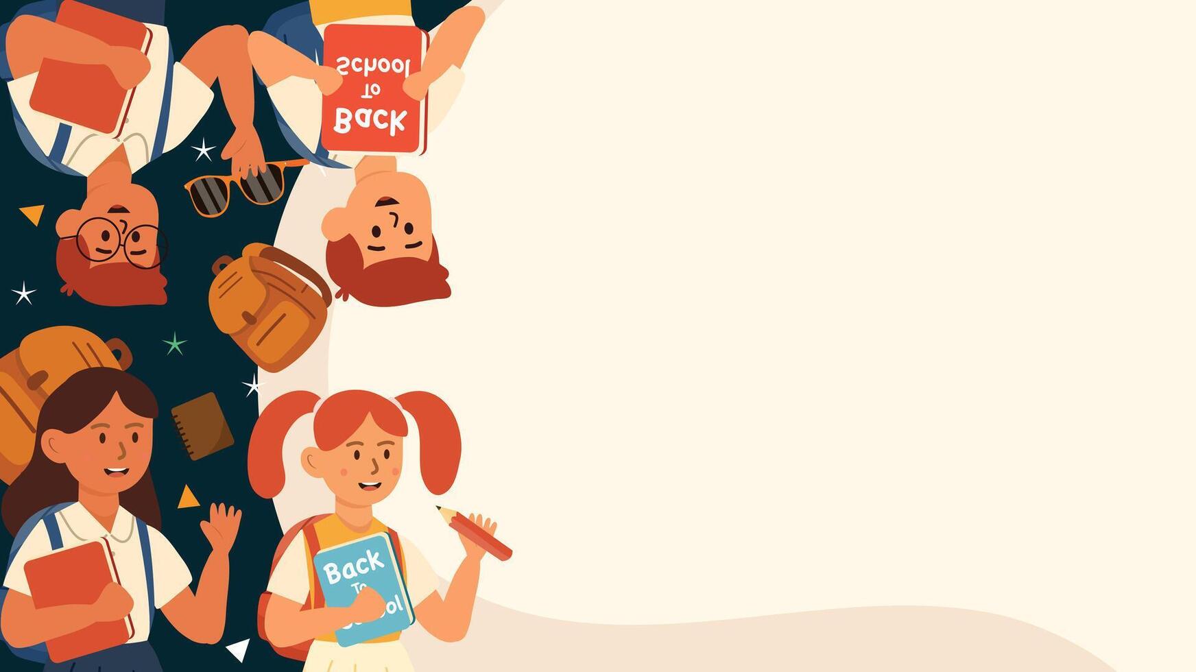 Illustration of multiple children forming a border around an empty space for school messages vector
