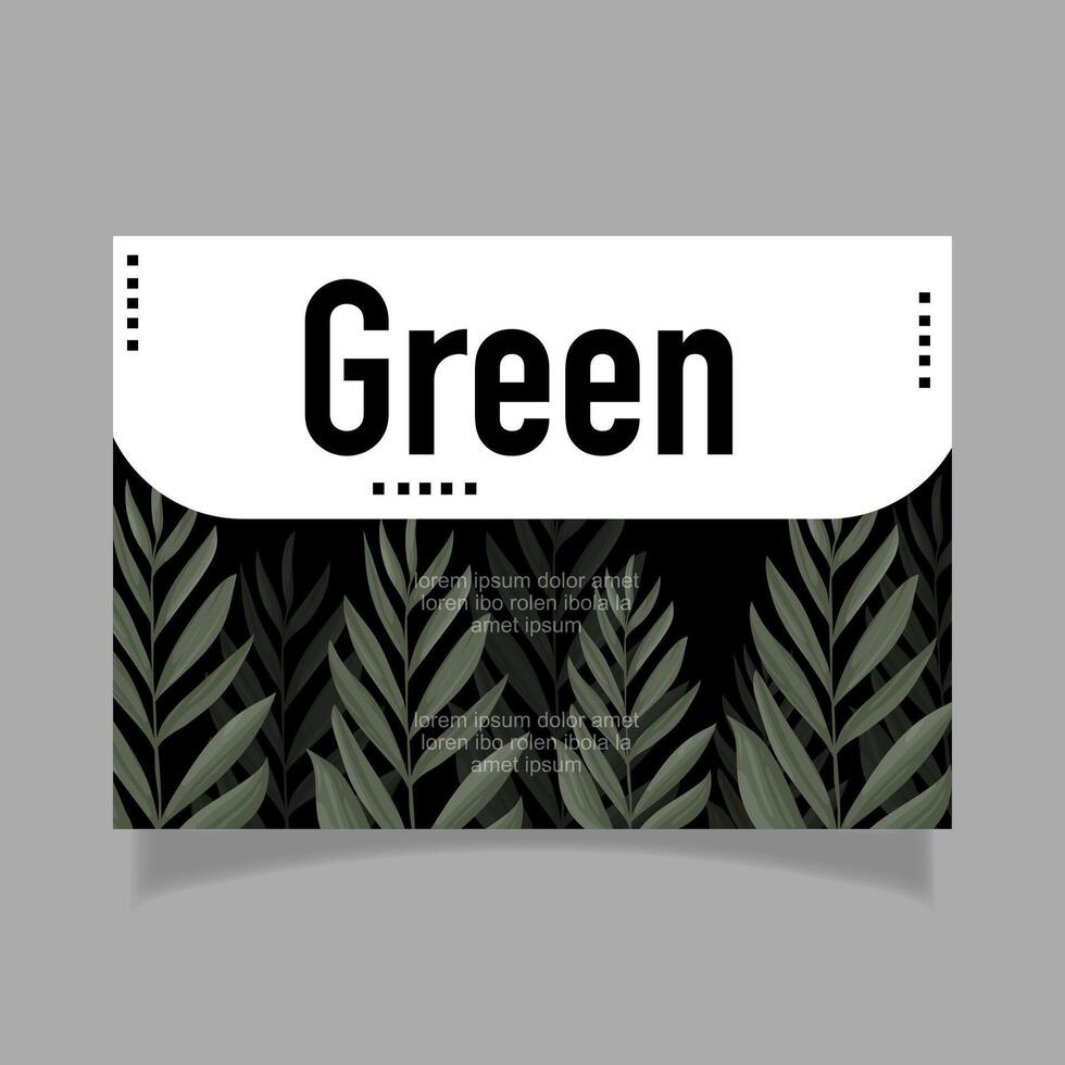 Modern green foliage banner with horizontal minimal composition vector