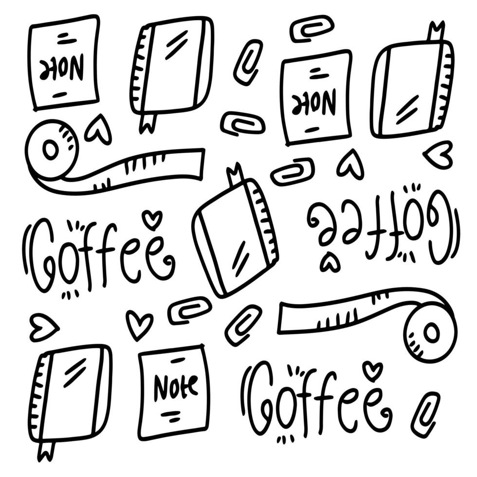 Coffee Lovers Notebook Study Doodle Elements vector