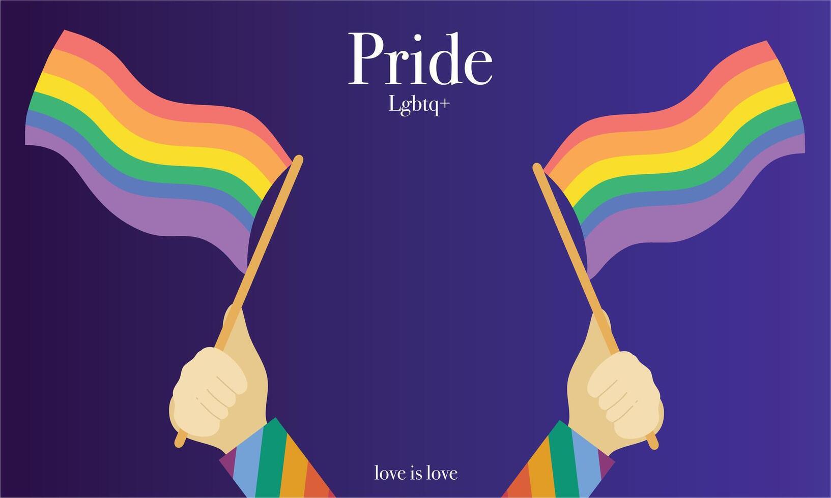 Two waving pride flags over elegant dark background vector