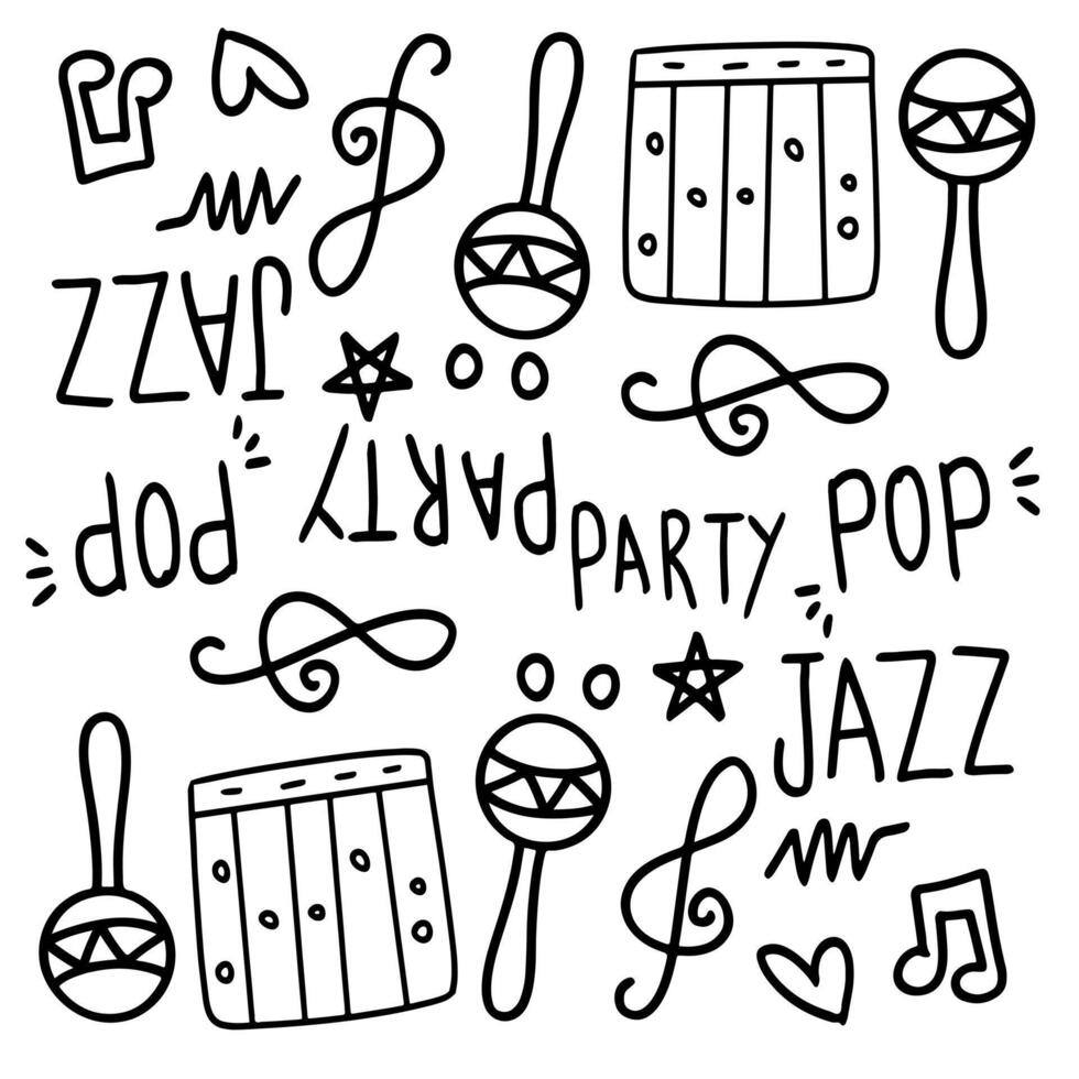 Music Notes and Instruments in Jazz Party Style vector