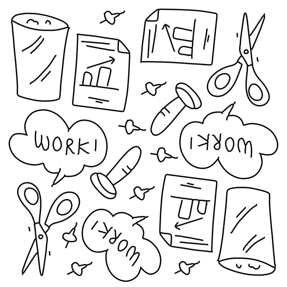 Office Work Doodles with Speech Bubble Elements vector