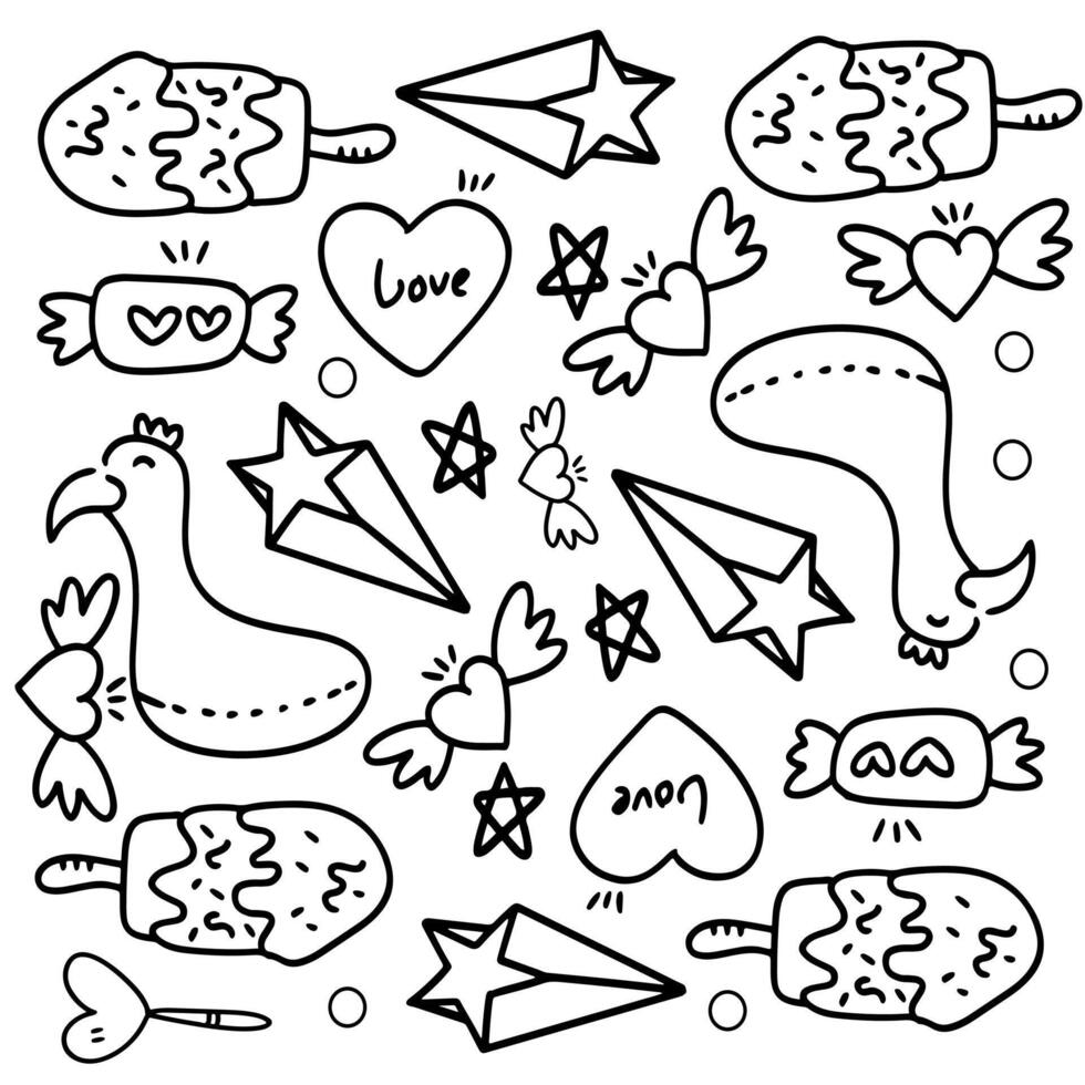 Cute Funny Doodles with Stars and Speech Bubbles vector