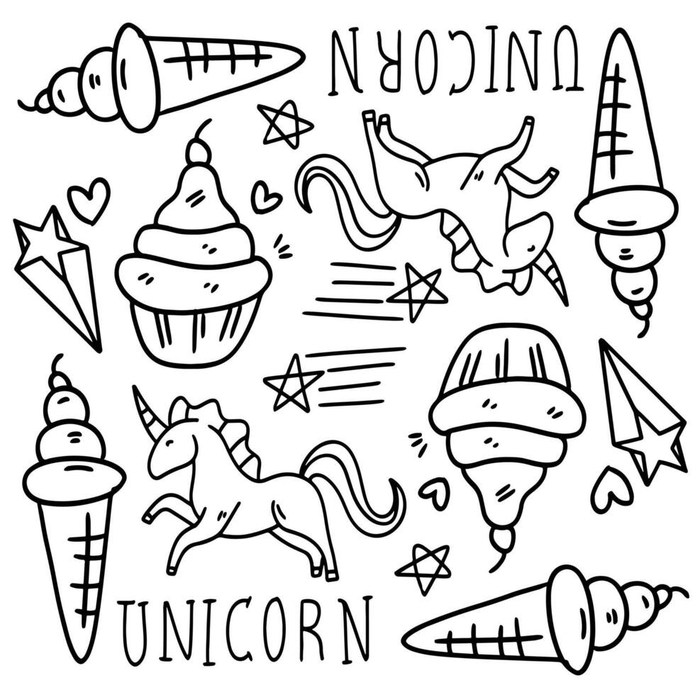 Unicorns, Rainbows, and Rockets in Fantasy Style vector