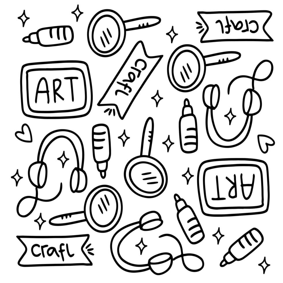 Creative Doodle Set with Art and Lettering vector