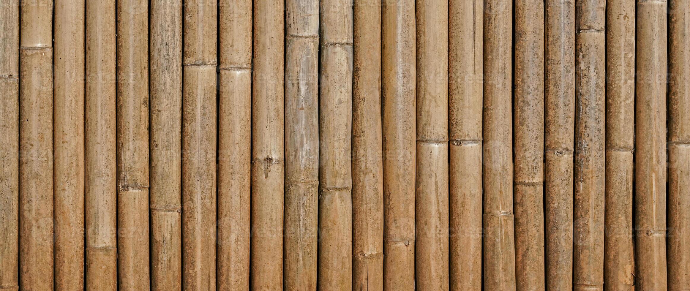 Bamboo wall texture abstract background, Old brown tone bamboo plank wall texture for background. Bamboo fence. photo