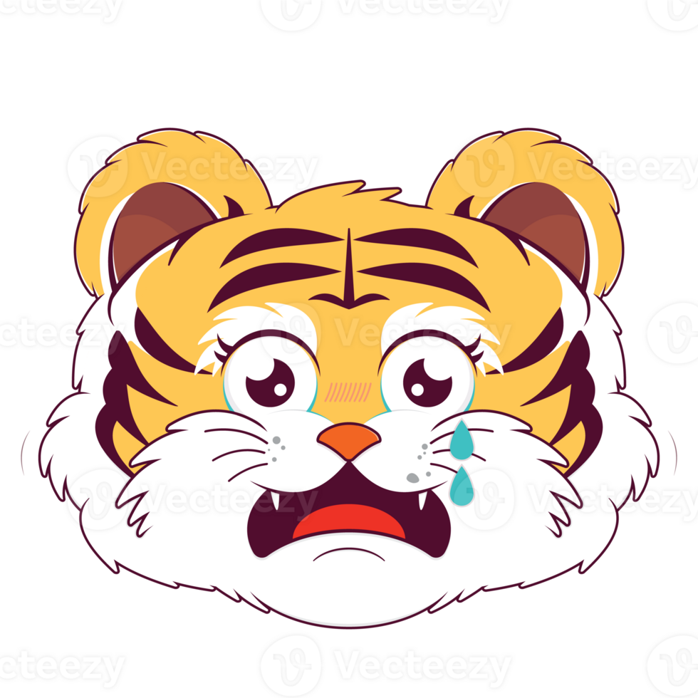 tiger scared expression face cartoon png