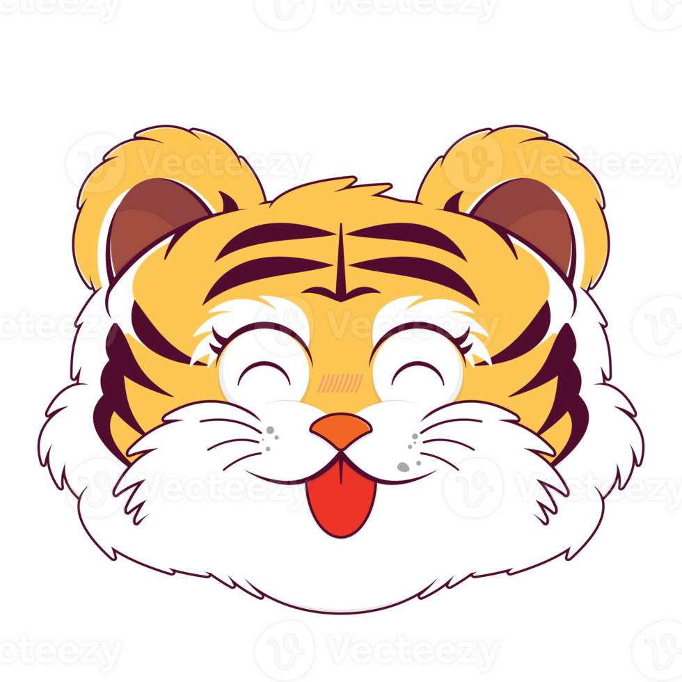 cute tiger playful character design png
