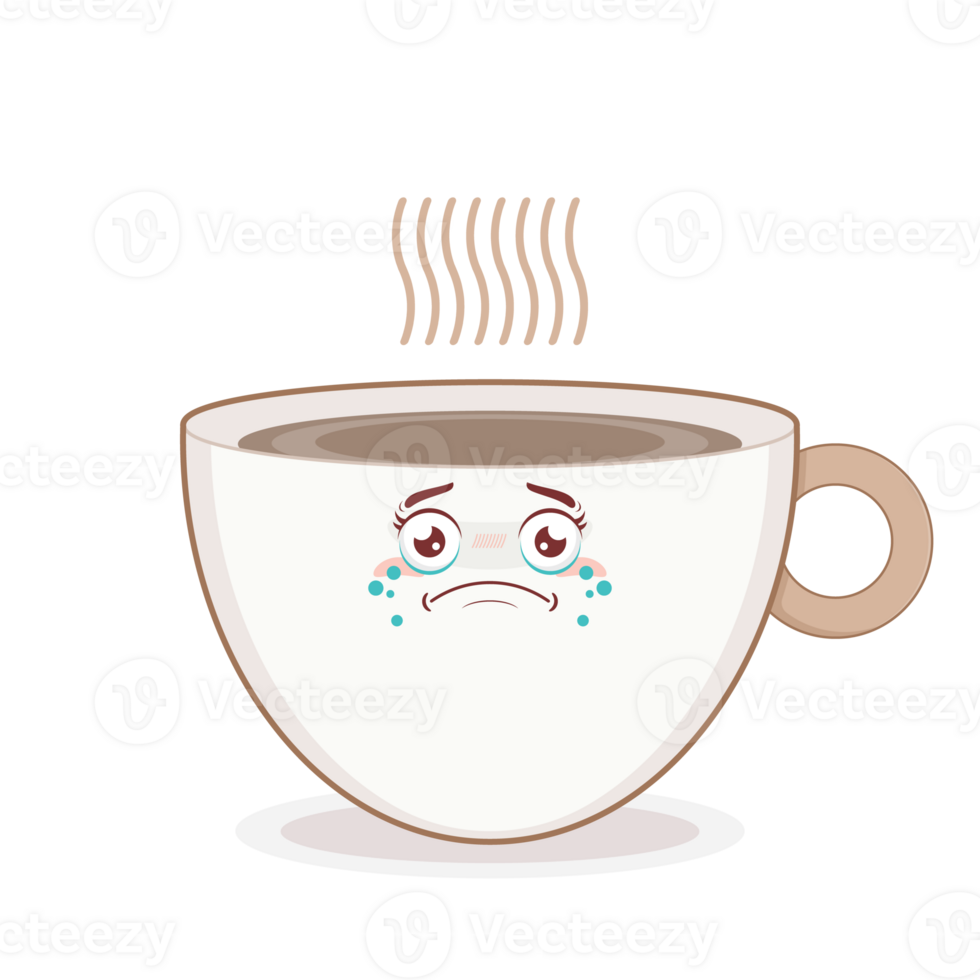 coffee cup crying face cartoon cute png