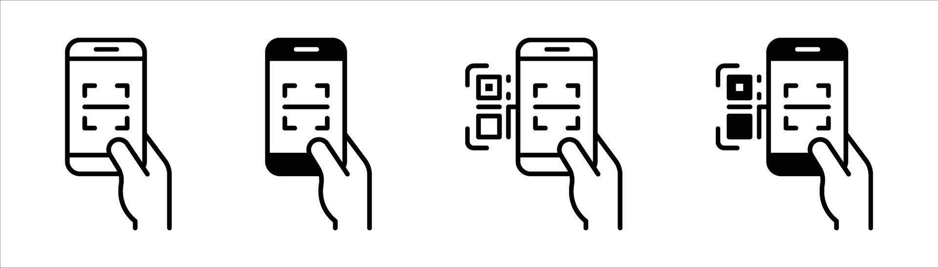 mobile payment icon set. containing access control, digital transaction, QR code scanning thin line and flat icon for your app and web vector