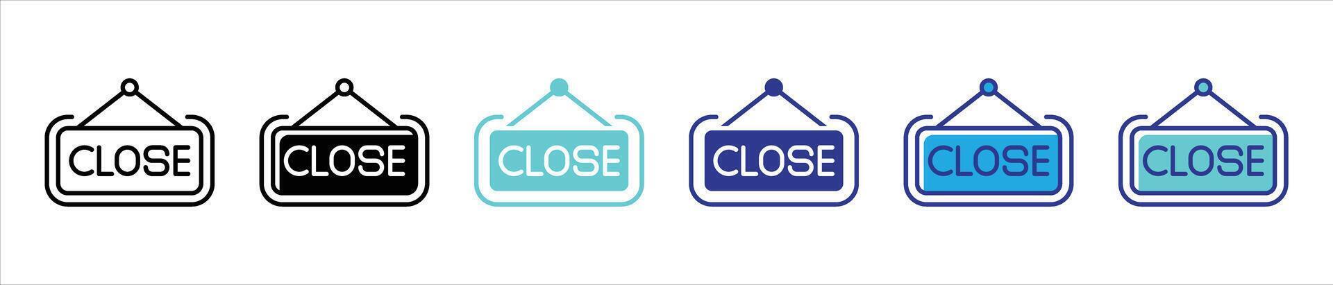 close icon set. close sign store outline stroke and different color style icon vector