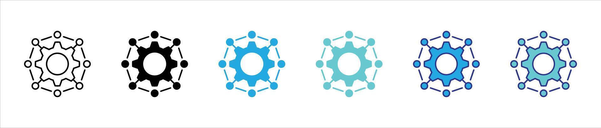 automation icon set. containing AI gear, connectivity, technological evolution, network, system thin line and color style icon symbol sign for your app and web vector