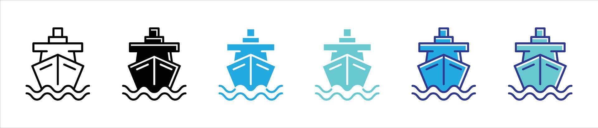 ship icon set. contain cargo ship, logistic, transportation, sipping delivery thin line icon vector