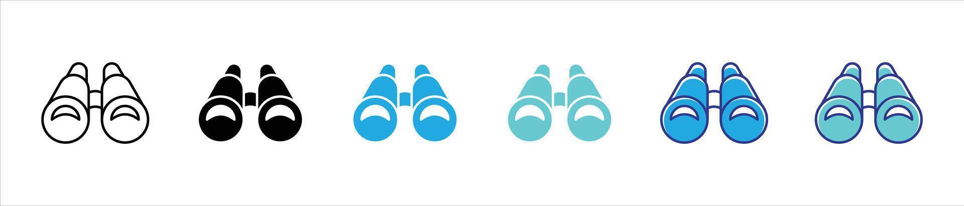 binocular icon set. containing discovery, visionary thin line and color style icon symbol sign vector