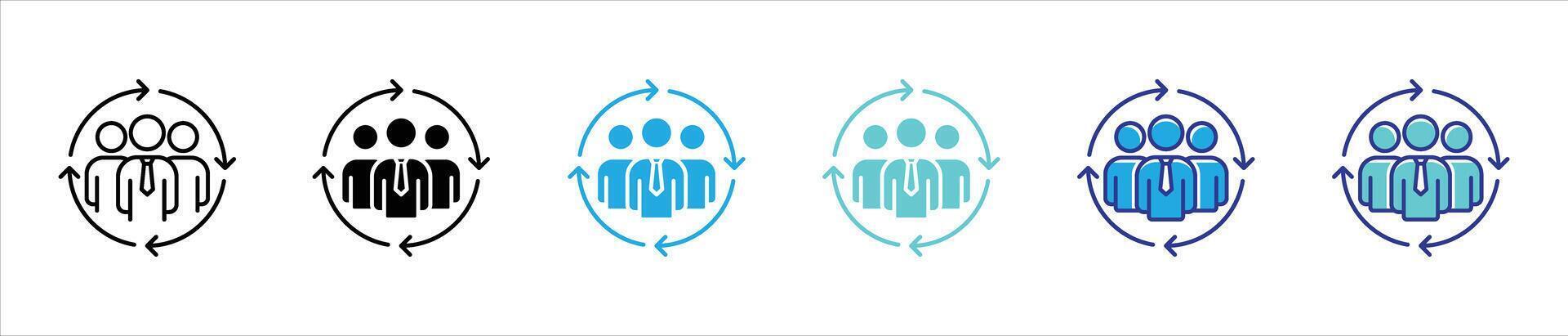 collaboration icon set. contain leadership, organization, teamwork, workflow thin line and color style icon symbol sign vector