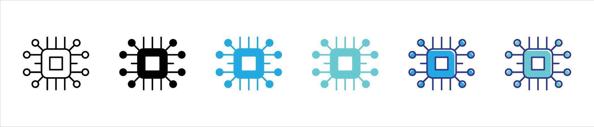 microchip icon set. containing artificial intelligence, microchip, technology thin line and flat symbol sign for your app and web vector