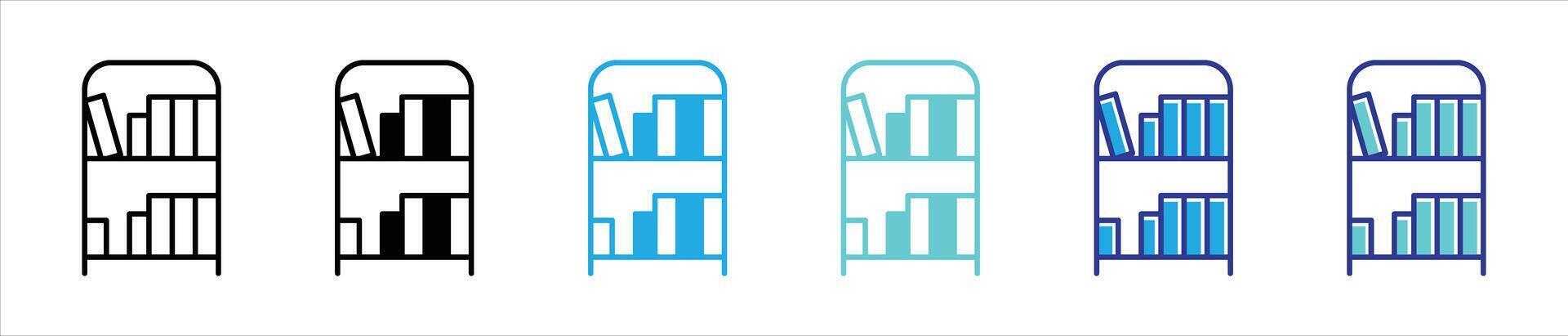 bookshelves icon set. containing knowledge, storage, library thin line and color style icon symbol sign for your app and web vector
