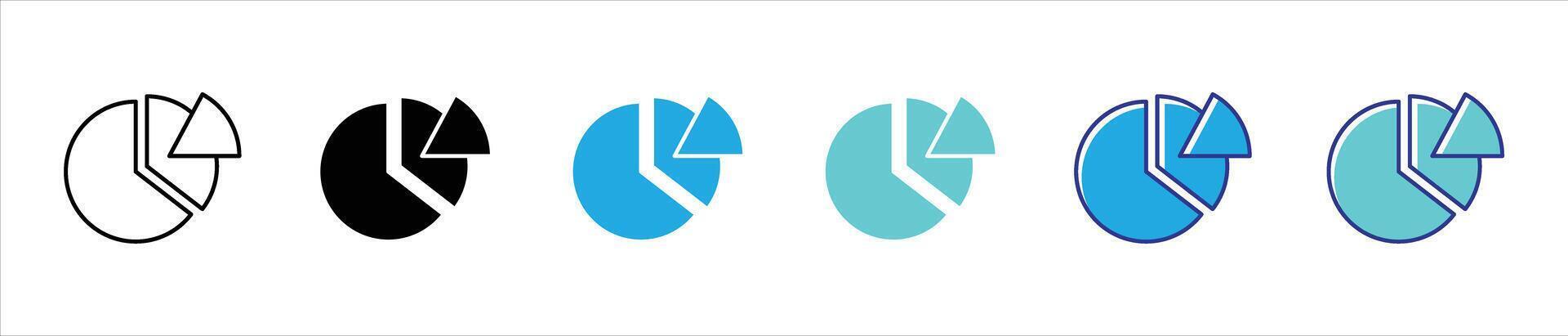 pie chart icon set. contain data analysis, market trend, business intelligence thin line and color style icon symbol sign for your app and web vector