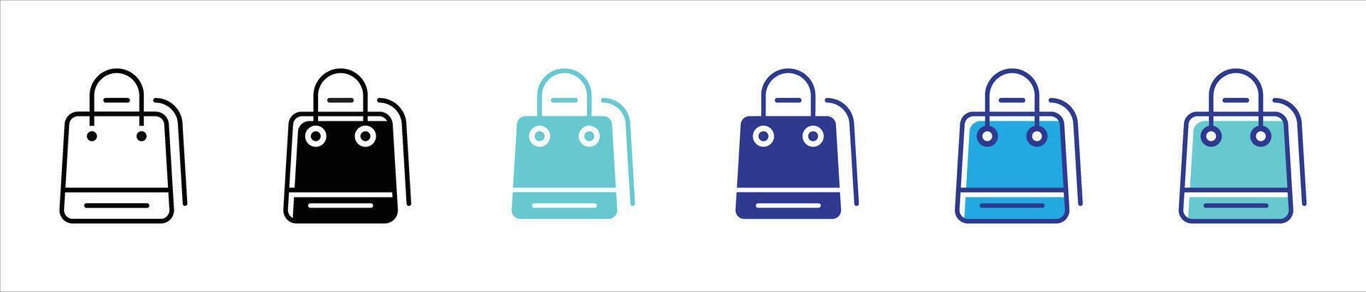 shopping bag icon set. package thin line and different color style icon vector