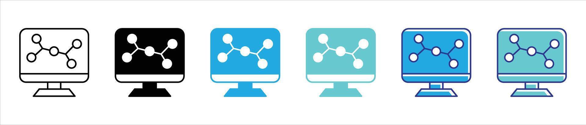 digital synapse icon set. containing intelligence web of connection on the modern computational canvas, unveiling artificial intelligence neural pathway on your desktop thin line and color style icon vector