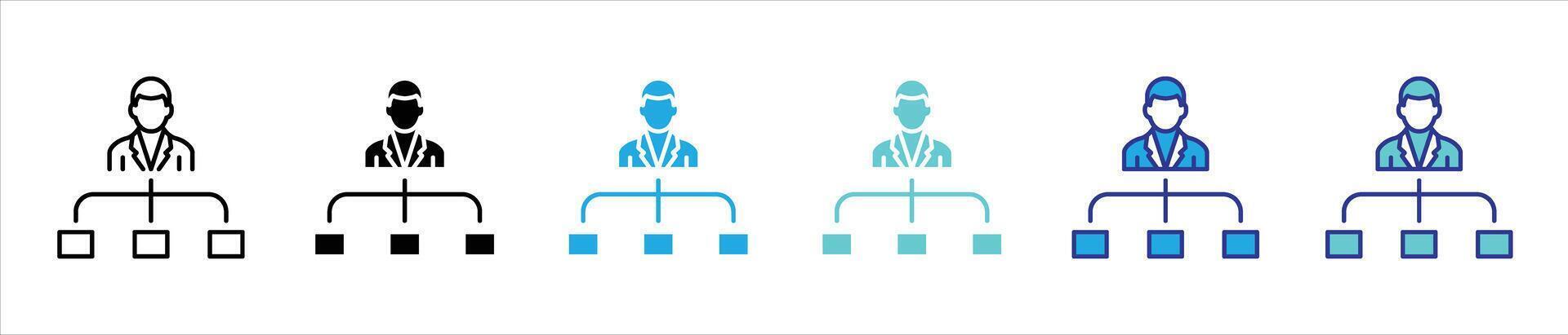 organization icon set. containing leadership, management, authority, structure thin line and color style icon symbol sign vector