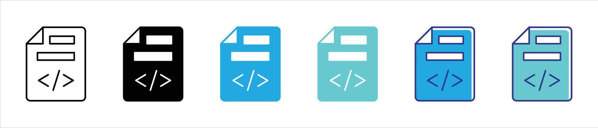 programming document icon set. contain representation of coding files and development documentation for digital project icon, thin line and color style symbol sign for your app web vector