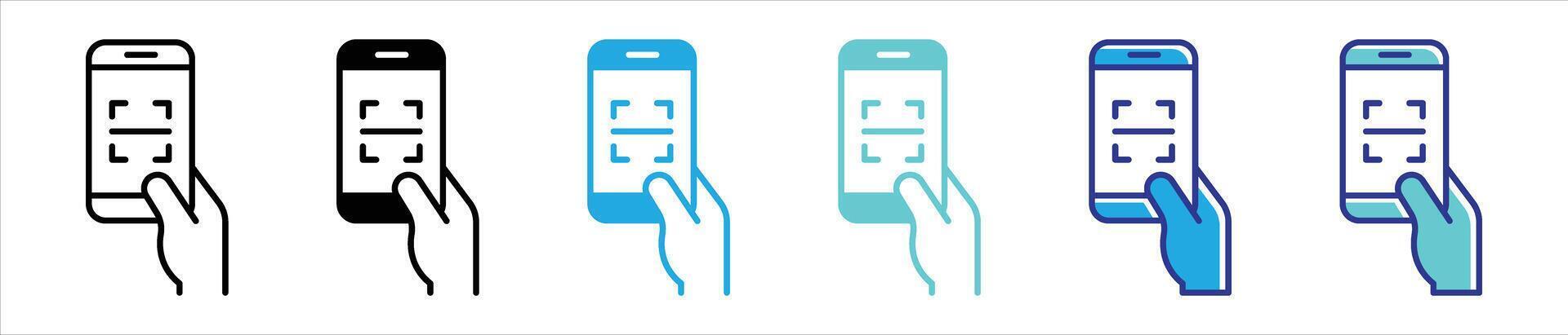 mobile payment icon set. mobile scanning for payment thin line and color style, shopping payment for you app and web vector