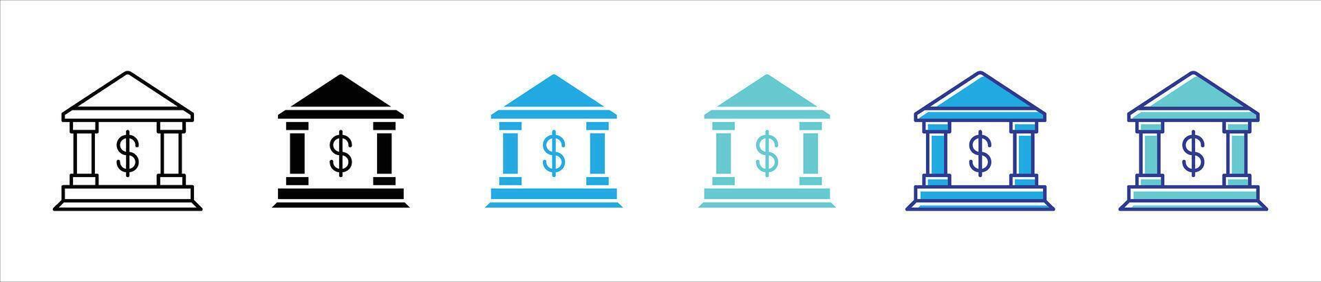 bank icon set. contain saving, investment, monetary transaction, financial institution thin line and color style icon symbol sign for your app and web vector