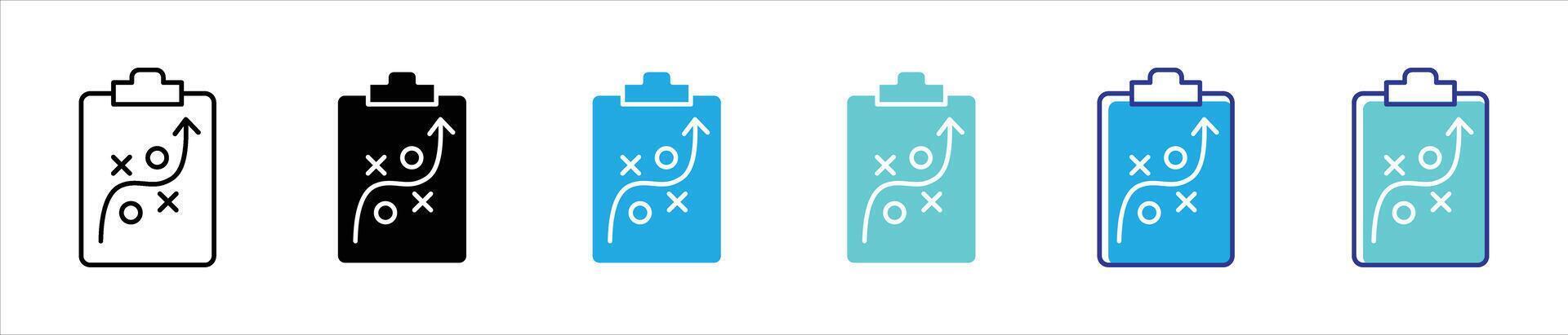 action plan icon set. contain clipboard strategy, game plan, tactical thin line and color style icon symbol sign vector