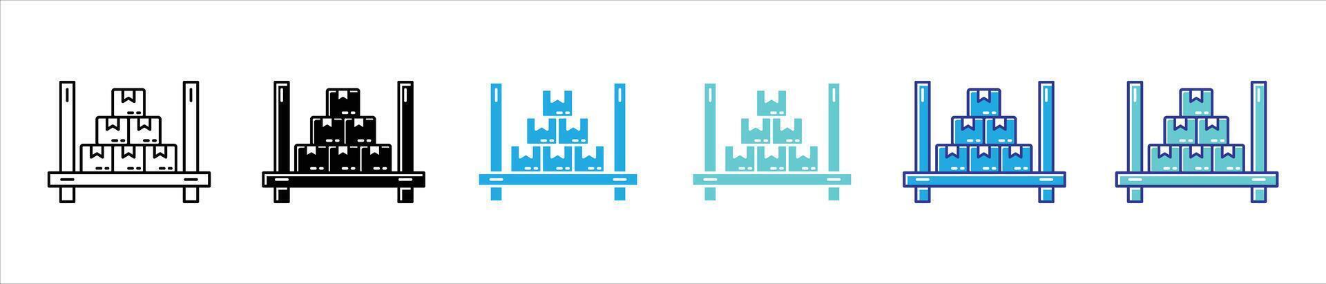 inventory icon set. contain package, storage, warehouse thin line and color style icon for your app and web vector