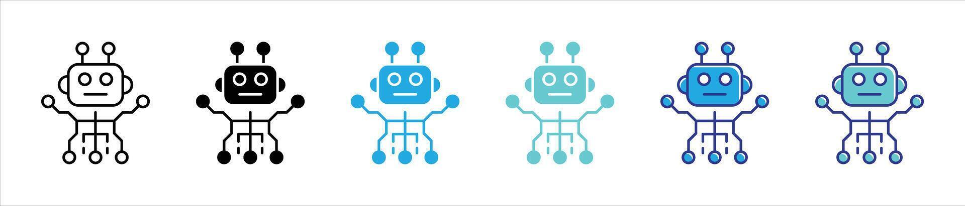 robot icon set. containing embodying the playful spirit of artificial intelligence and robotics, icon thin line and color style symbol sign for your app and web vector