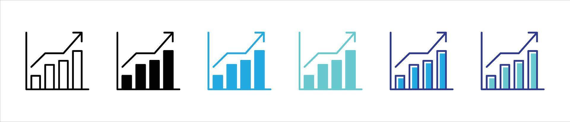 chart icon set. containing growth, analytic thin line and color style icon symbol sign vector