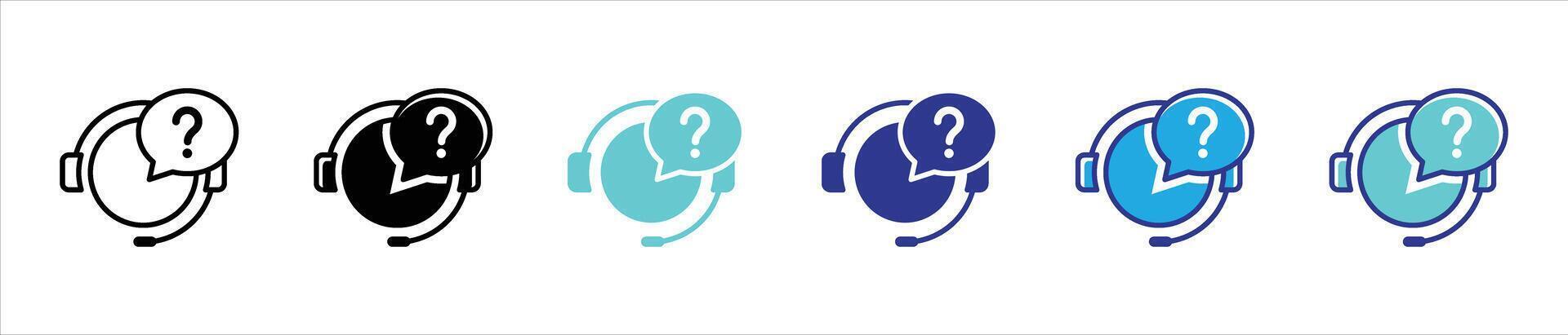 customer support icon set. operator, call center, help thin line and different style color icon for your app and web vector