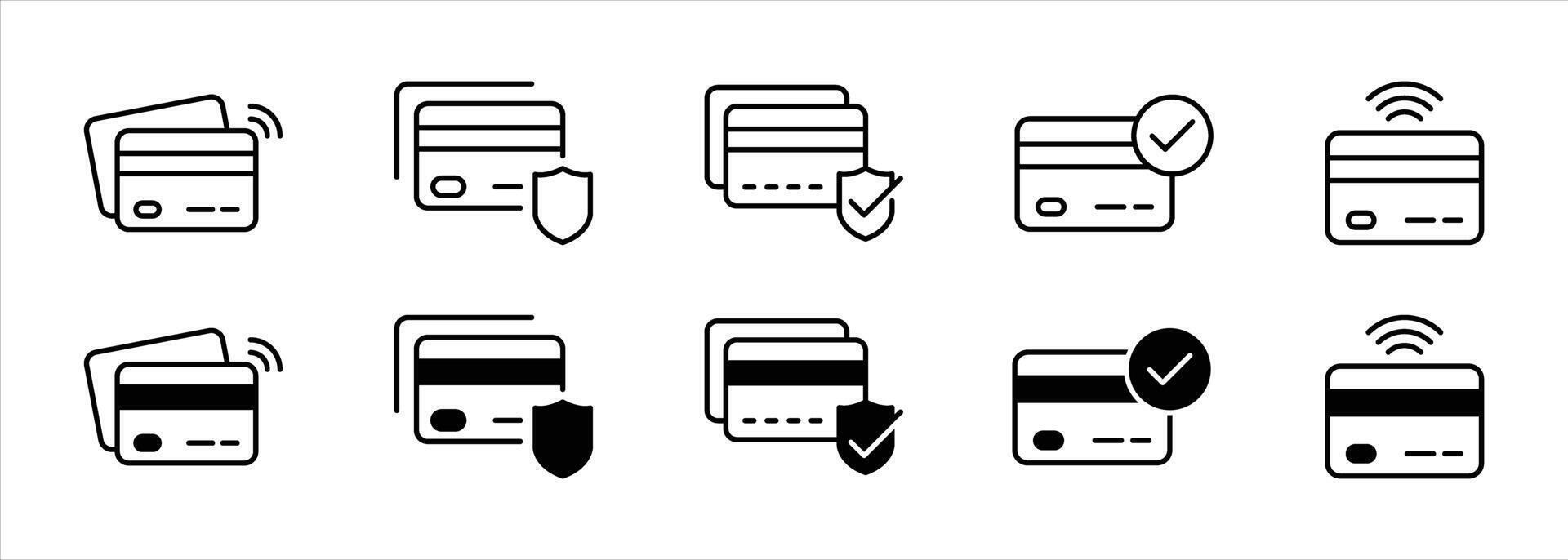 credit card icon set. contain payment thin line icon for your app and web vector